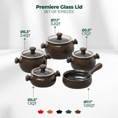 Premiere 9 Piece Ceramic Cookware Set - Glass Lid