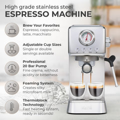 Kaffe Espresso Coffee Machine w/ Milk Frother