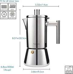 Stainless Steel Moka Pot – Italian Plastic-Free Coffee Maker for Pure Espresso