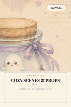 Kawaii Halloween Cozy Scenes and Props Pinterest pin 1