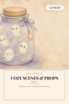 Kawaii Halloween Cozy Scenes and Props Pinterest pin 4