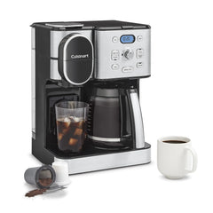 Cuisinart Coffee Maker 12-Cup Glass Carafe Automatic Hot & Iced Coffee Maker Single Server Brewer Stainless Steel SS-16