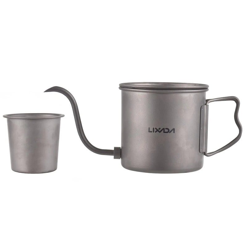 LIXADA camping kettle coffee pot Titanium coffee pot Removable coffee spout camping coffee pot