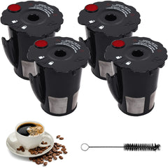 Universal Fit Reusable Coffee Filter with Cleaning Brush - 4 Packs K-cup 2.0 Series