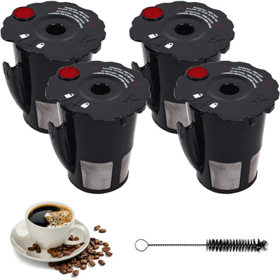 Universal Fit Reusable Coffee Filter with Cleaning Brush - 4 Packs K-cup 2.0 Series