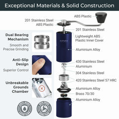 Manual Conical Burr Coffee Grinder (Blue)